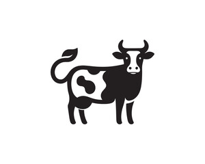 Cow logo vector. Animal farm. Cow icon vector illustration. Cow graphic silhouette black and white.