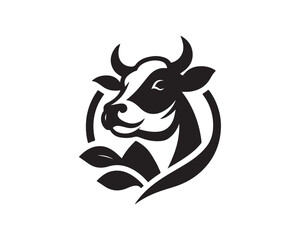 Cow logo vector. Animal farm. Cow icon vector illustration. Cow graphic silhouette black and white.