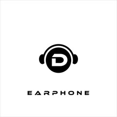 A combination of earphone logo design, letters and shapes