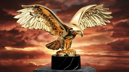 Gold-Plated Trophy Shaped Like a Soaring Eagle