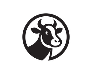 Cow logo vector. Animal farm. Cow icon vector illustration. Cow graphic silhouette black and white.