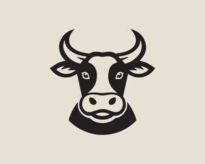 Cow logo vector. Animal farm. Cow icon vector illustration. Cow graphic silhouette black and white.