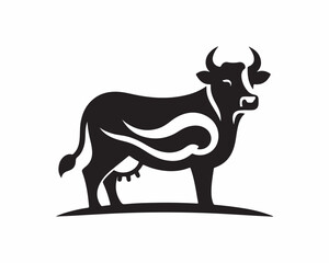 Cow logo vector. Animal farm. Cow icon vector illustration. Cow graphic silhouette black and white.