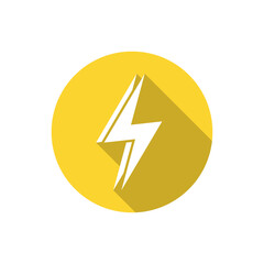 Double lightning icon with long shadow. Thunder bolt sign symbol