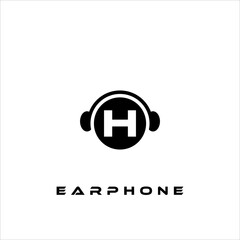 A combination of earphone logo design, letters and shapes