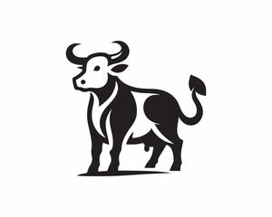 Cow logo vector. Animal farm. Cow icon vector illustration. Cow graphic silhouette black and white.