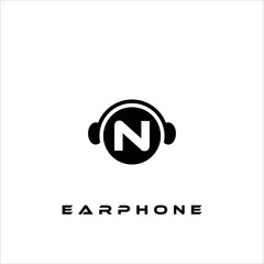 A combination of earphone logo design, letters and shapes