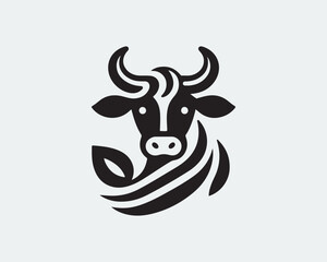 Cow logo vector. Animal farm. Cow icon vector illustration. Cow graphic silhouette black and white.