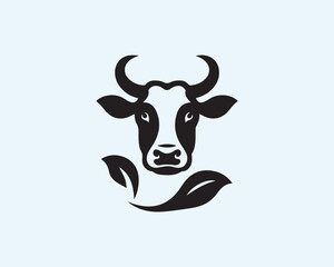 Cow logo vector. Animal farm. Cow icon vector illustration. Cow graphic silhouette black and white.