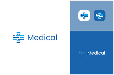 Medical Medicine Health Hospital Abstract Dotted Line Data Technology Vector Logo Design Illustration