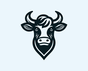 Cow logo vector. Animal farm. Cow icon vector illustration. Cow graphic silhouette black and white.
