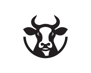 Cow logo vector. Animal farm. Cow icon vector illustration. Cow graphic silhouette black and white.