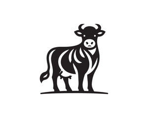 Cow logo vector. Animal farm. Cow icon vector illustration. Cow graphic silhouette black and white.