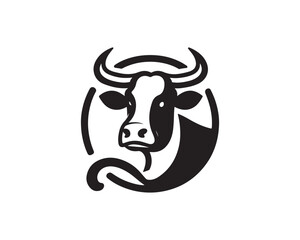 Cow logo vector. Animal farm. Cow icon vector illustration. Cow graphic silhouette black and white.