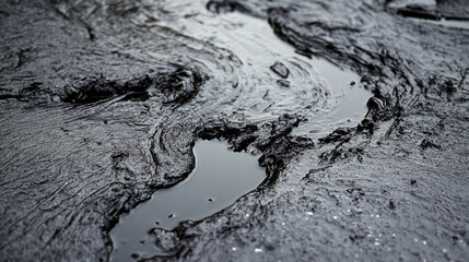 viscous crude oil with thick, glossy texture and reflective surface. The image captures the raw, unrefined nature of petroleum, symbolizing energy, natural resources, and industrial power