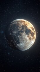 Fototapeta premium Moon rendered in watercolor style with soft gradients, subtle craters, and a luminous, ethereal effect.