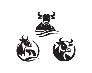 set of black and white cow