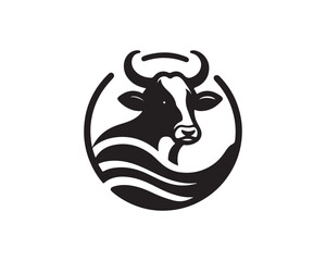 Cow logo vector. Animal farm. Cow icon vector illustration. Cow graphic silhouette black and white.