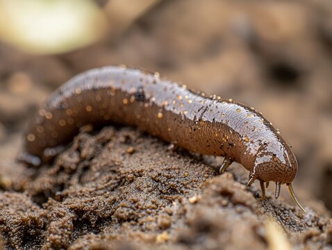 close up of worm on mud - ai