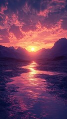 Fototapeta premium Barren land depicted in stylized 3D style, featuring vivid colors and dynamic forms to offer a bold and realistic view of the desolate terrain.