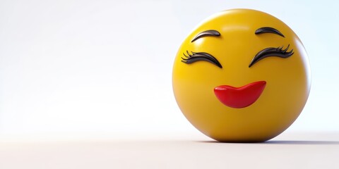 Fototapeta premium A cheerful yellow smiley face relaxing in a serene environment, embodying happiness and joy with bright features and a charming expression