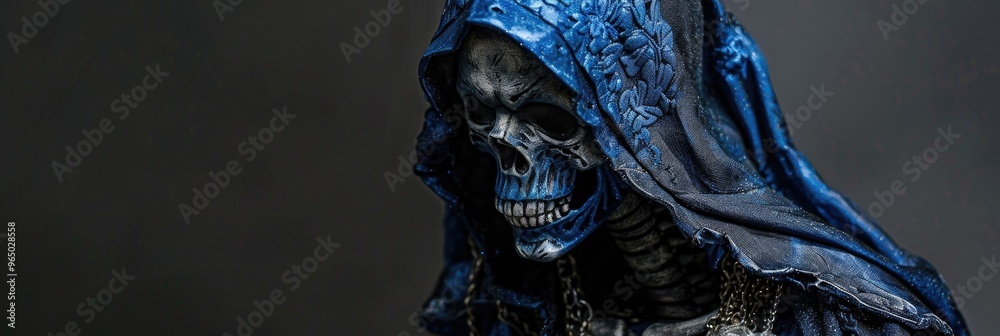 Canvas Prints Skeleton in Blue Witch Outfit for Halloween Decoration