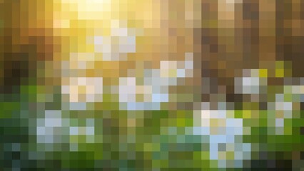 Abstract green flower and leaf mosaic pattern background	