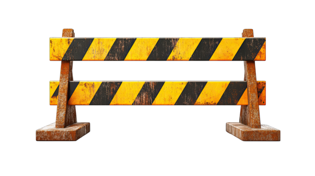 under construction barrier - isolated on white transparent PNG - Powered by Adobe