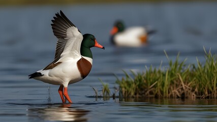 Common Shelduck - Tadorna tadorna - Curonian Lagoon, Lithuania Generative AI