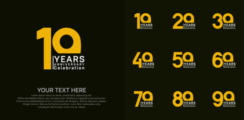 anniversary logotype style with yellow color can be use for company celebration event