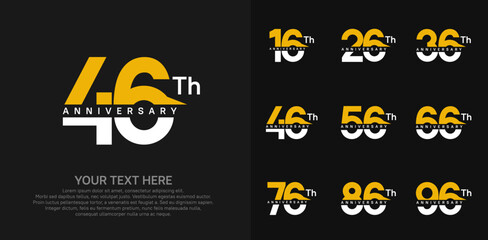 anniversary set logo style with yellow and white color for company celebration moment