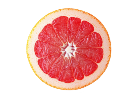 Closeup of a Juicy Pink Grapefruit Slice with a Colorful Abstract Background - Powered by Adobe