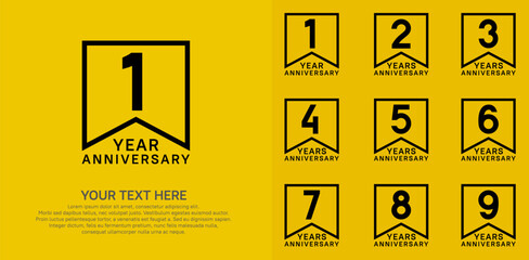 anniversary logotype set. black color can be use for celebration