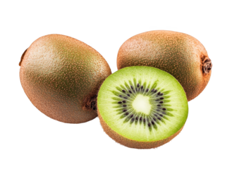 Fresh Green Kiwi Fruit Sliced on Checkerboard Background