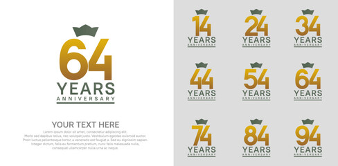 anniversary logotype set. brown color and green crown can be use for celebration event