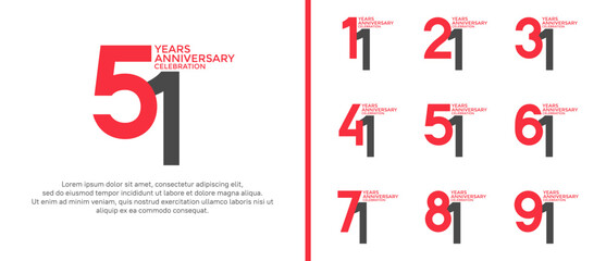 anniversary logo style set with black and red color can be use for celebration moment