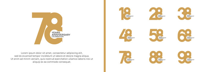 anniversary logo style set with brown color can be use for celebration moment
