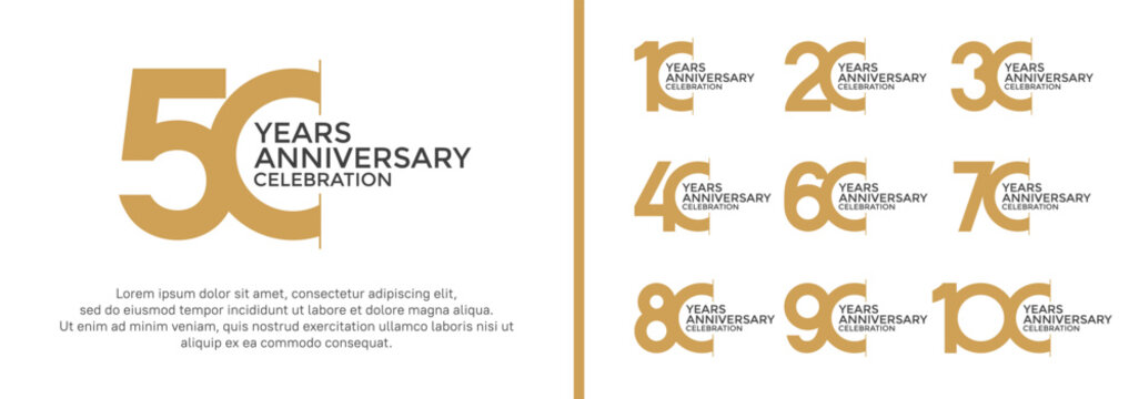 anniversary logo style set with brown color can be use for celebration moment