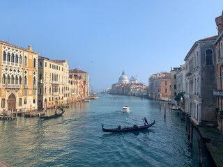 Classic View of Venice's Grand Canal with Gondolas and Historic Architecture