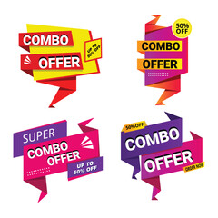 Vector combo offer promotional banner Combo offers labels and sale banner