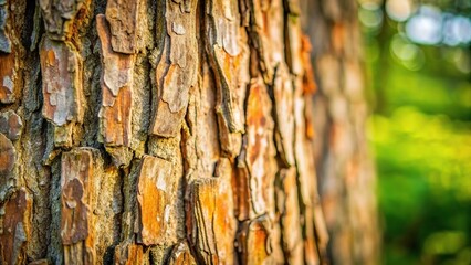 Obraz premium close-up, full frame, depth of field,bark, organic, natural, Full frame close up of the textured bark of a tree creating a natural and organic background with a shallow depth of field