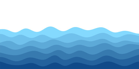 Sea waves. Blue river ocean wave layer vector background illustration