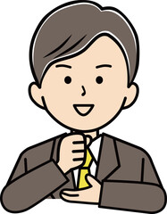 なるほどと納得するスーツ姿の男性