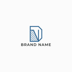ILLUSTRATION LETTER ND GEOMETRIC  LOGO ICON BLUE COLOR TEMPLATE SIMPLE MINIMALIST ELEMENT DESIGN SIMPLE VECTOR GOOD FOR APPS, BRAND 