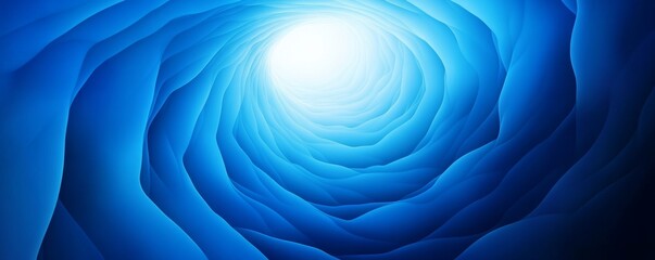 Abstract blue spiral tunnel with light, surreal concept
