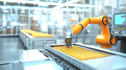 Fototapeta premium High-tech factory floor with state-of-the-art robots