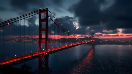 Fototapeta premium Majestic Golden Gate Bridge Spanning San Francisco Bay at Dramatic Sunset