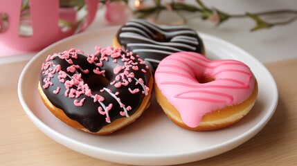 Heart-shaped donut with the word "SOS" creatively integrated into the design. This whimsical treat combines a classic dessert with a playful twist, perfect for conveying a fun message 