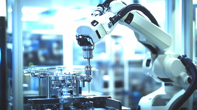 High-tech manufacturing plant with automation robots