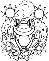 Obraz premium Hand drawn frog for coloring for kids